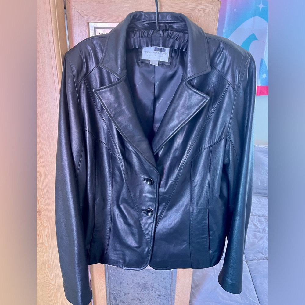 Buttery Soft Worthington Lambskin Leather Size L Jacket
